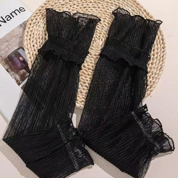 BLACK Ruffle Flair Opera Gloves NEW - Picture 3 of 5